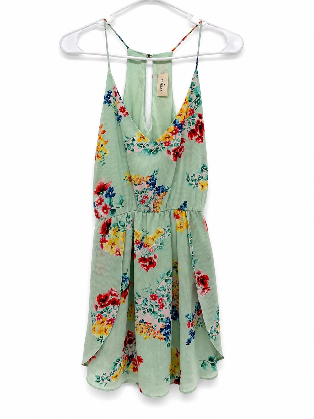 Everly mint green floral dress- small